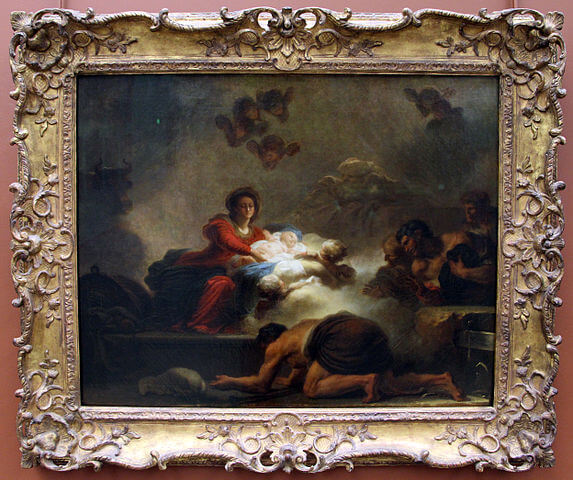 『羊飼いたちの礼拝』（ L'Adoration des bergers ）　1775年頃　ジャン・オノレ・フラゴナール　ルーヴル美術館蔵