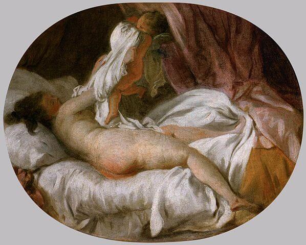 『奪われた肌着』　35 cm×42 cm　1765年　ジャン・オノレ・フラゴナール　ルーヴル美術館蔵