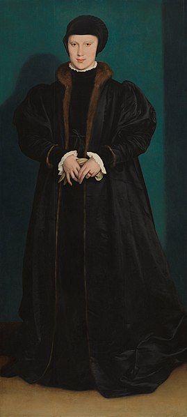 『デンマークのクリスティーナ、ミラノ公妃』　ハンス・ホルバイン（子）　1538年　　ロンドン　ナショナル・ギャラリー蔵
