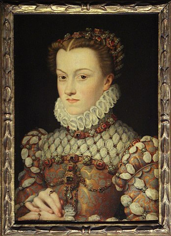 『エリザベート・ドートリッシュの肖像』　1571年頃　フランソワ・クルーエ　ルーヴル美術館蔵