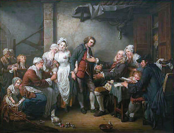 『村の花嫁』　1761年　ジャン＝バティスト・グルーズ　ルーヴル美術館蔵