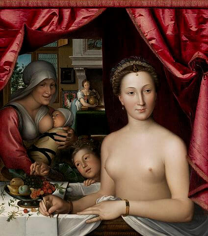 『湯浴みする女性』　1571年頃　フランソワ・クルーエ　ナショナル・ギャラリー (ワシントン)蔵