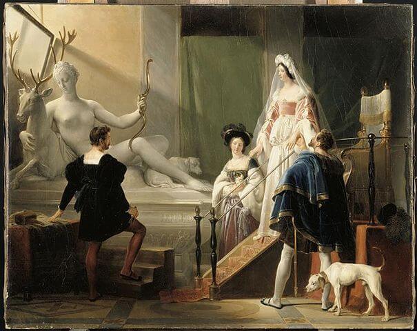 『ジャン・グージョンのアトリエのディアーヌ・ド・ポワチエ』　19世紀　アレクサンドル＝エヴァリスト・フラゴナール　ルーヴル美術館蔵