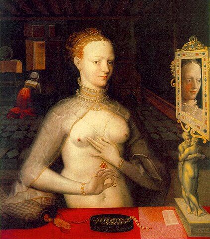 『ディアーヌ・ド・ポワチエの肖像』　1590年頃　フォンテーヌブロー派　バーゼル美術館蔵