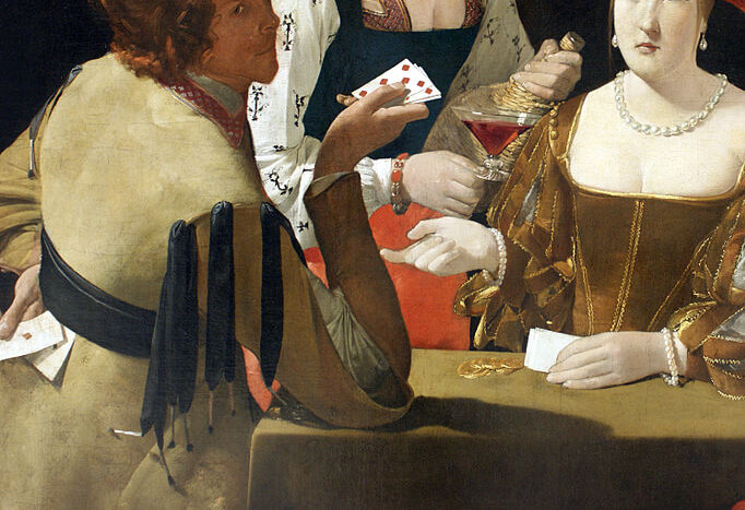 『いかさま師』　1635年頃　146 × 106 cm　ジョルジュ・ド・ラ・トゥール　ルーヴル美術館蔵