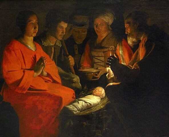 『羊飼いたちの礼拝』（ L'adoration des bergers ）　1645年頃　ジョルジュ・ド・ラ・トゥール　ルーヴル美術館蔵