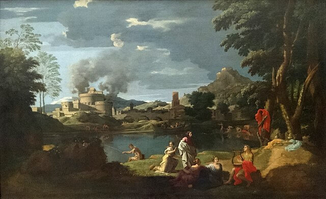 『オルフェウスとエウリュディケのいる風景』　1650年頃　ニコラ・プッサン　ルーヴル美術館蔵