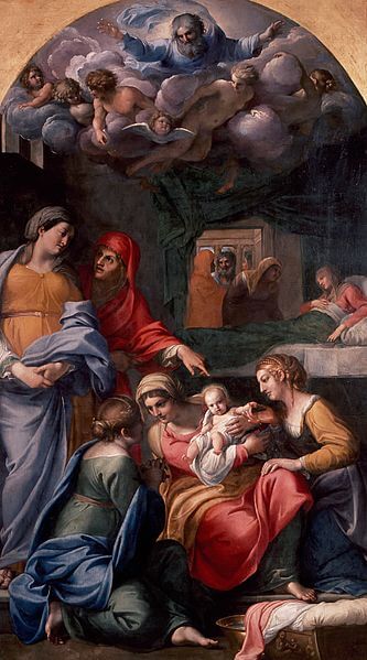 『聖母の誕生』（ La Naissance de la Vierge ）　1605年－1609年頃　アンニ―バレ・カラッチ　ルーヴル美術館蔵