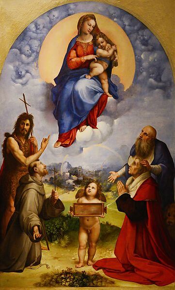 『フォリーニョの聖母』　1511年－1512年　ラファエロ・サンツィオ　ヴァチカン絵画館蔵