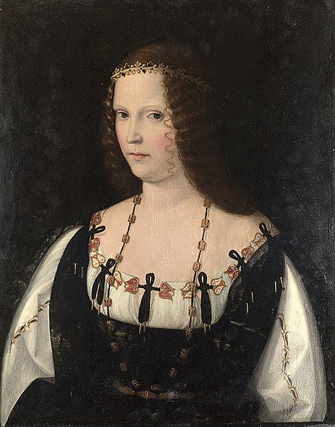 ルクレツィア・ボルジア（1480年－1519年）と思われる女性の肖像　1500年－1510年頃　バルトロメオ・ヴェネト　ナショナル・ギャラリー蔵