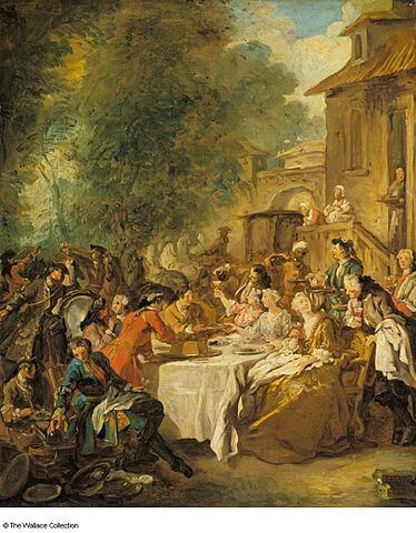『 Breakfast by a Farm 』　54.7cm×44.8cm　1737年　ジャン＝フランソワ・ド・トロワ　ウォレス・コレクション蔵