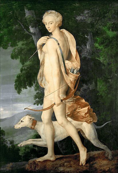 『狩りの女神ディアナ』　1550年代　フォンテーヌブロー派　ルーヴル美術館蔵