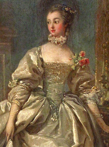 『ポンパドゥール侯爵夫人』　60 cm×45.5 cm　1750年頃　フランソワ・ブーシェ　ルーヴル美術館蔵