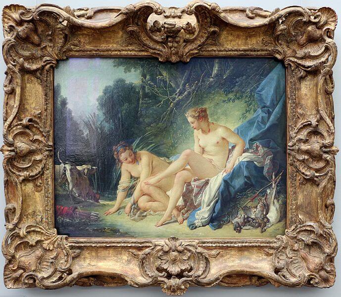 『ディアナの水浴』　57 cm×73 cm　1742年　フランソワ・ブーシェ　ルーヴル美術館蔵