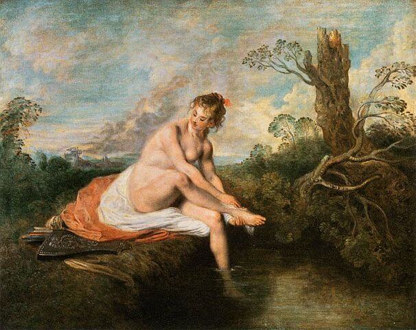 『ディアナの水浴』（ Diane au bain ）　1715年頃　アントワーヌ・ヴァトー　ルーヴル美術館蔵