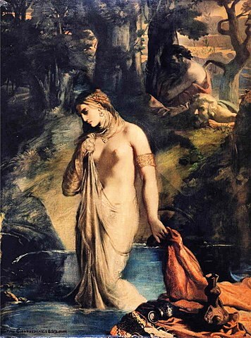 『水浴のスザンナ』（ Suzanne au bain ）　255 cm×196 cm　1839年　テオドール・シャセリオー　ルーヴル美術館蔵