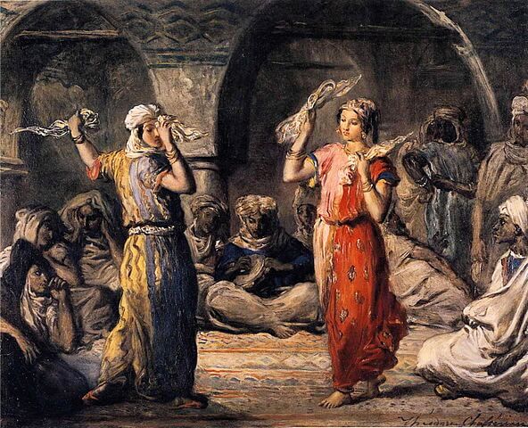 『ムーア人の踊り』（ Danseuses mauresques à Constantine (Algérie). La danse aux mouchoirs. ）1849年　テオドール・シャセリオー　ルーヴル美術館蔵