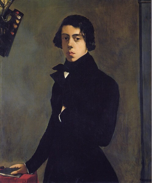 『テオドール・シャセリオー自画像』（ Portrait de l'artiste ）　90cm×80cm　1835年　ルーヴル美術館蔵