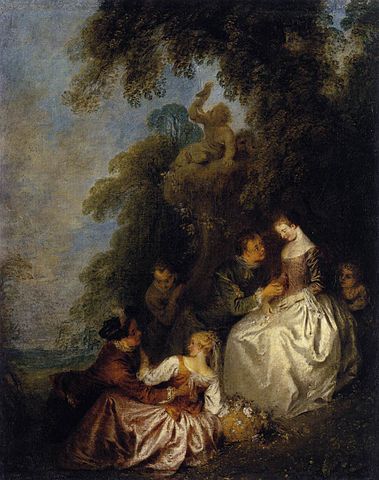 『気を引く会話』　1720年－1723年　ジャン＝バティスト・パテル　ルーヴル美術館蔵