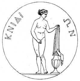 紀元前4世紀にクニドスで発行された硬貨（20世紀のエングレービング）