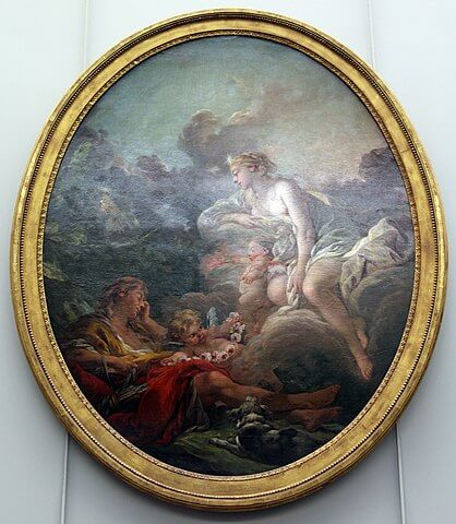 『ケファルスとオーロラ』（ Céphale et l'Aurore ）　高さ 1.42 m 幅 1.175 m　1764年　フランソワ・ブーシェ　ルーヴル美術館蔵