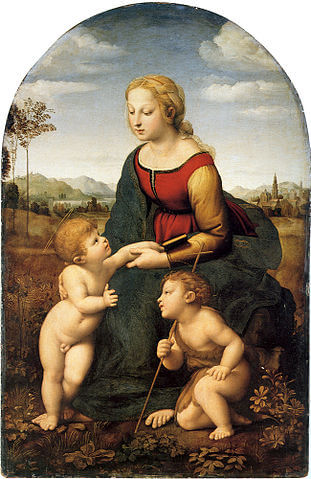 『美しき女庭師』（ La Vierge à l'Enfant avec le petit saint Jean Baptiste ）　1507年　ラファエロ