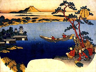 団扇絵(信州諏訪湖 Lake Suwa in Shinano Province ) 1834年 葛飾北斎