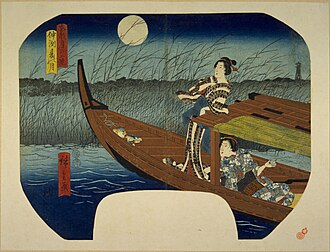 団扇絵(錦絵。東都月の三景(画帖『広重団扇絵』より) 歌川広重 国立国会図書館
