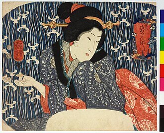 団扇絵( Okyo go-atsurai-zome moku-iro ) 1852年 歌川国芳 大英博物館蔵