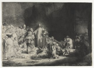 『病人を癒やすキリスト』（100ギルダー版画）　1649年頃　レンブラント・ファン・レイン　クリーヴランド美術館蔵